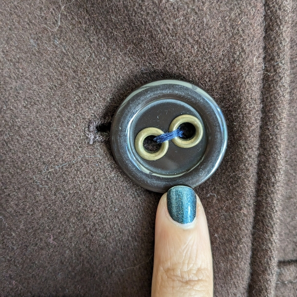 🍂 Tulle Peter Pan Collar Brown Coat Mod Lining Size L - Picture 7 of 8